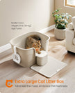 Extra Large Cat Litter Box – Plastic – Cappuccino Beige – Includes Litter Catcher Board and Storage Box