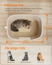 Extra Large Cat Litter Box – Plastic – Cappuccino Beige – Includes Litter Catcher Board and Storage Box