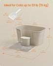 Extra Large Cat Litter Box – Plastic – Cappuccino Beige – Includes Litter Catcher Board and Storage Box