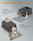 Enclosed Cat Litter Box – Stainless Steel – Dove Grey – XL Leak-Proof Design with Flip Lid and Scoop