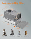 Enclosed Cat Litter Box – Stainless Steel – Dove Grey – XL with Flip Lid and Leak-Proof Design