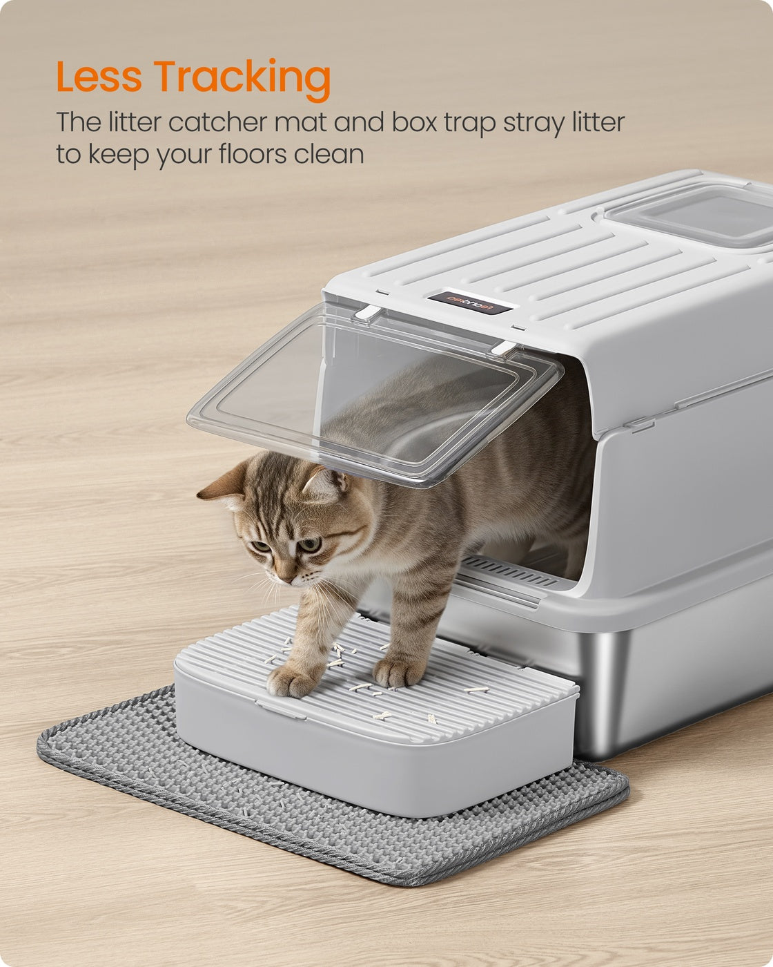 Stainless Steel Cat Litter Box - 60L - Stainless Steel - Flip Lid - 2 Doors