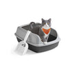 Open Top Litter Box – Plastic – Slate Grey – High Sided with Scoop for Large Cats and Kittens