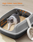 Open Top Litter Box – Plastic – Slate Grey – High Sided with Scoop for Large Cats and Kittens