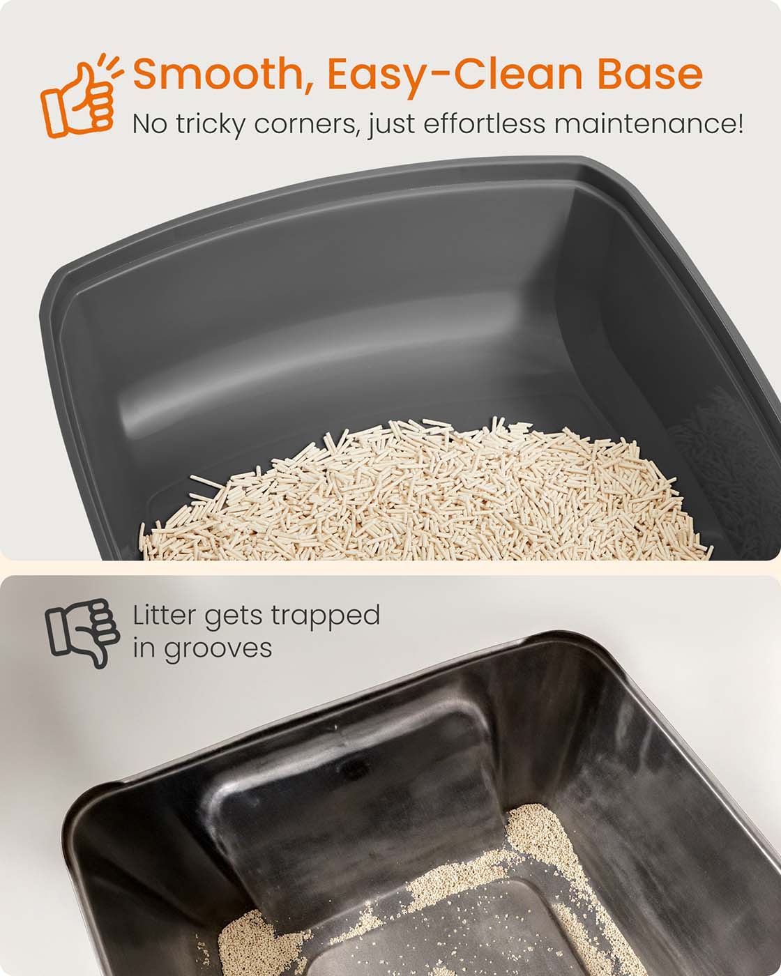 Open Top Litter Box – Plastic – Slate Grey – High Sided with Scoop for Large Cats and Kittens