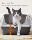 Open Top Litter Box – Plastic – Slate Grey – High Sided with Scoop for Large Cats and Kittens