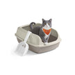 Open Top Litter Box – Plastic – Slate Grey – High Sided with Scoop for Large Cats and Kittens