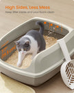 Open Top Litter Box – Plastic – Slate Grey – High Sided with Scoop for Large Cats and Kittens