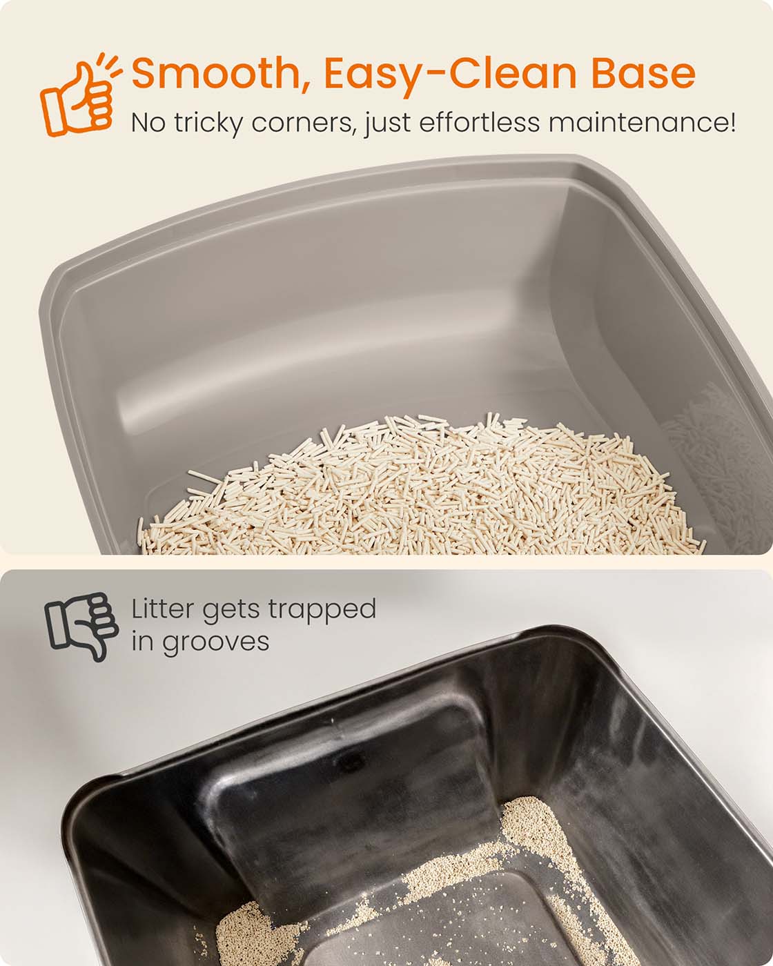 Open Top Litter Box – Plastic – Slate Grey – High Sided with Scoop for Large Cats and Kittens