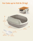 Open Top Litter Box – Plastic – Slate Grey – High Sided with Scoop for Large Cats and Kittens