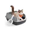 Open Top Litter Box – Plastic – Slate Grey – High Sided with Scoop for Large Cats and Kittens
