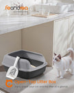 Open Top Litter Box – Plastic – Slate Grey – High Sided with Scoop for Large Cats and Kittens