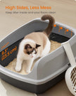 Open Top Litter Box – Plastic – Slate Grey – High Sided with Scoop for Large Cats and Kittens