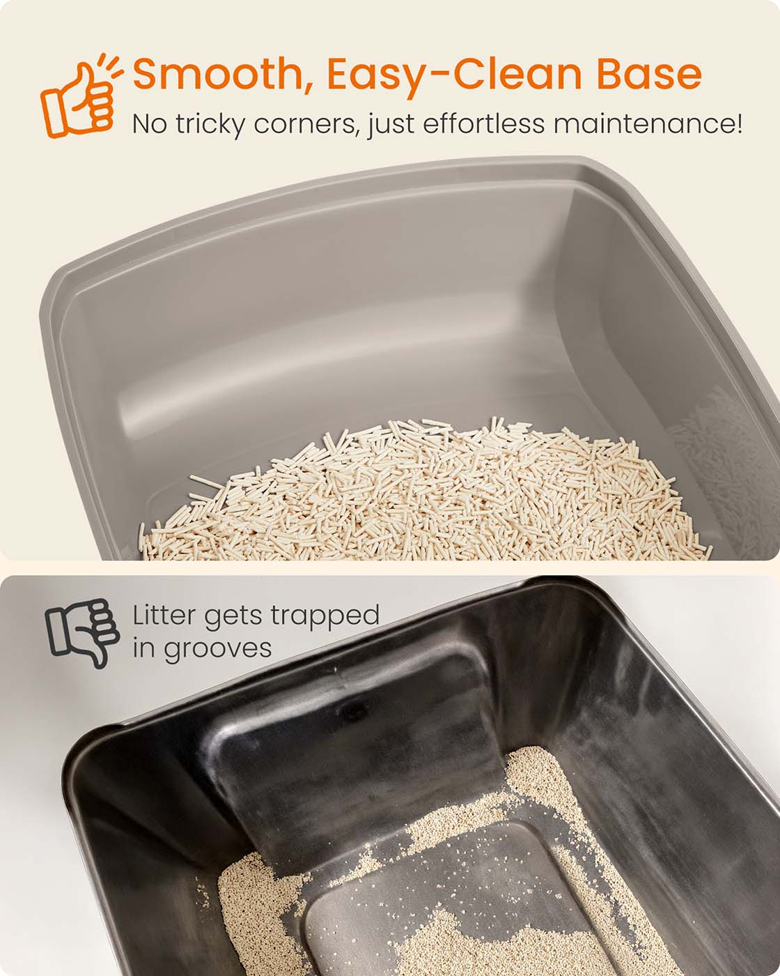 Open Top Litter Box – Plastic – Slate Grey – High Sided with Scoop for Large Cats and Kittens