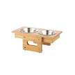 Elevated Dog Food Stand – Bamboo – Natural – Adjustable with 2 Raised Bowls