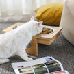 Elevated Dog Food Stand – Bamboo – Natural – Adjustable with 2 Raised Bowls