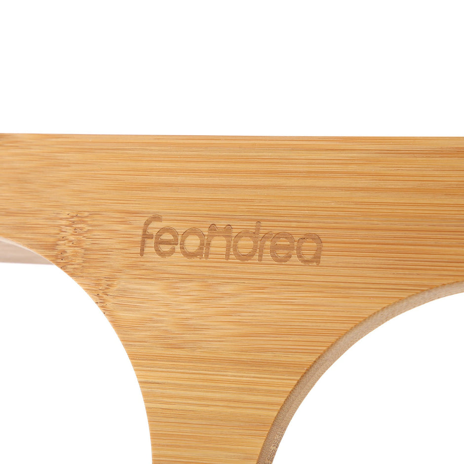 Elevated Dog Food Stand – Bamboo – Natural – Adjustable with 2 Raised Bowls