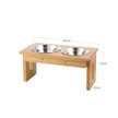 Elevated Dog Food Stand – Bamboo – Natural – Adjustable with 2 Raised Bowls