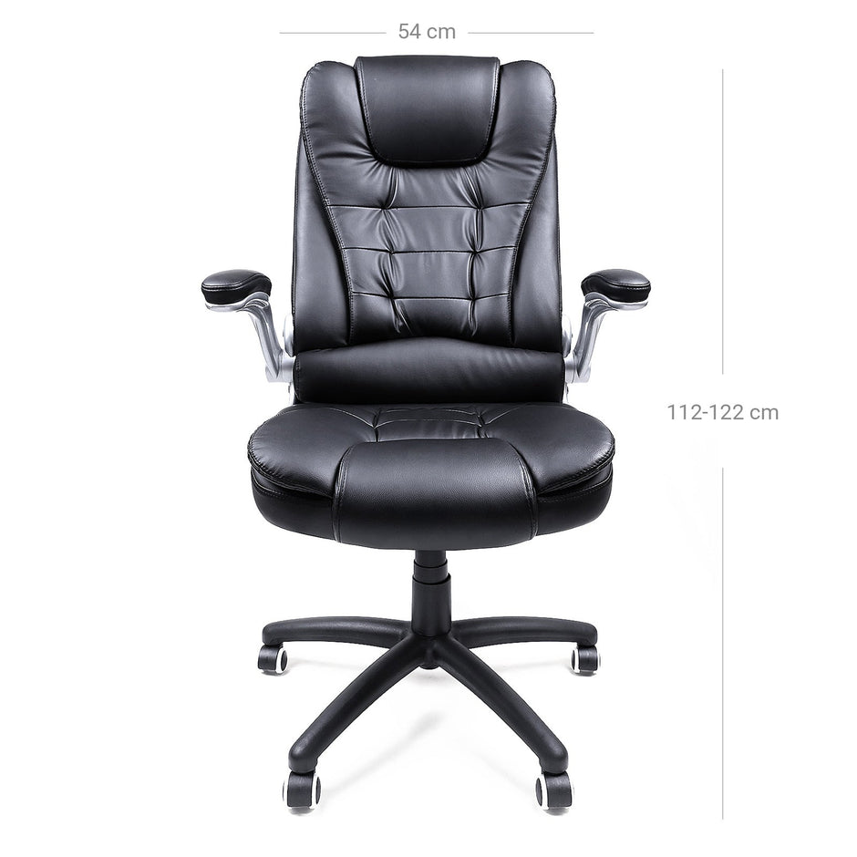 Office Chair – Polyurethane – Black – Ergonomic Design with Adjustable Seat Height