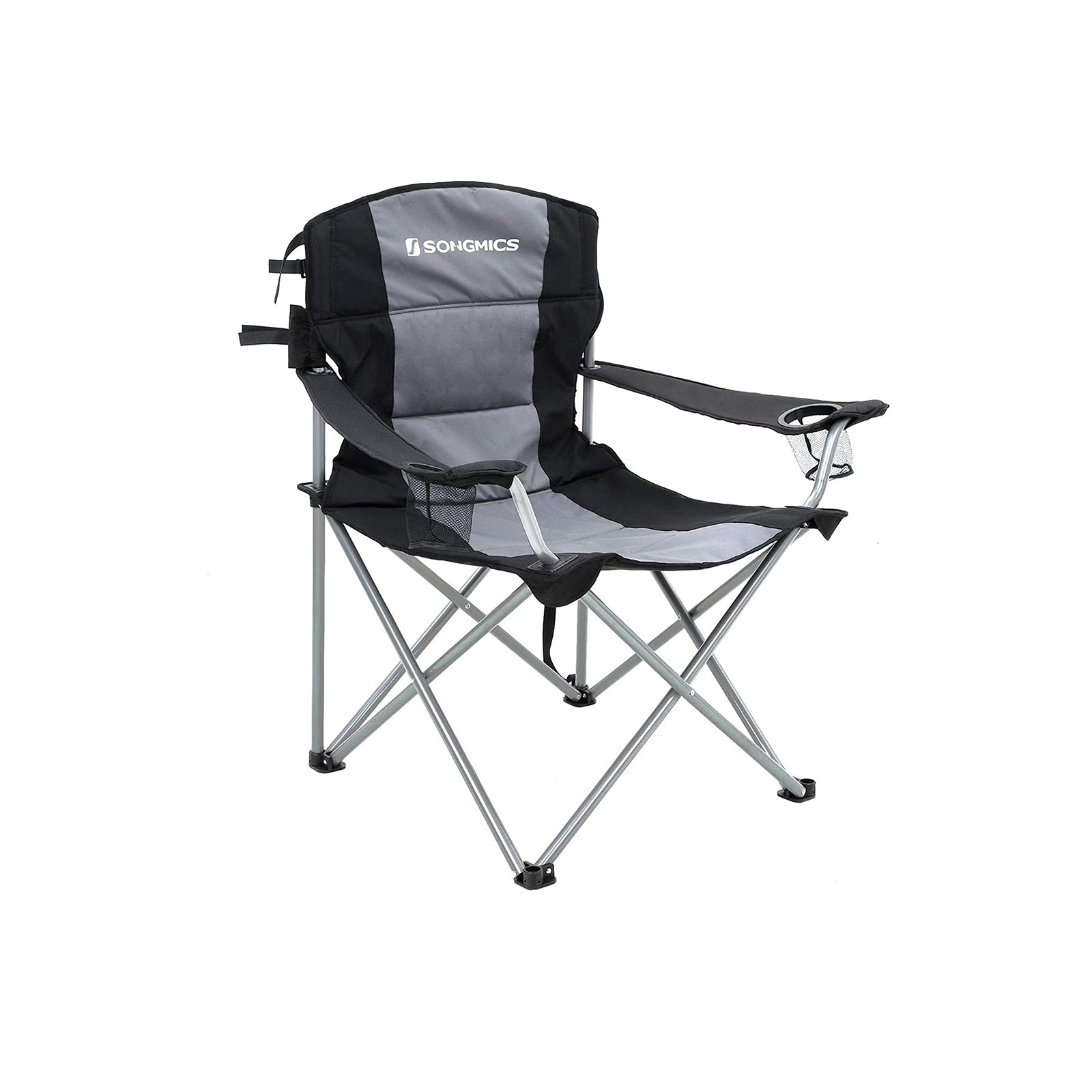 Folding Camping Chair – Sponge Padding – Black – Large and Comfortable