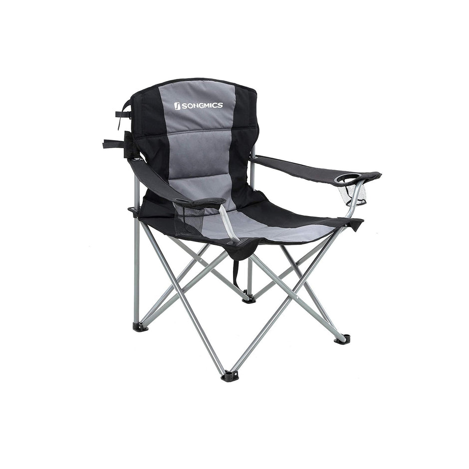 Folding Camping Chair – Sponge Padding – Black – Large and Comfortable