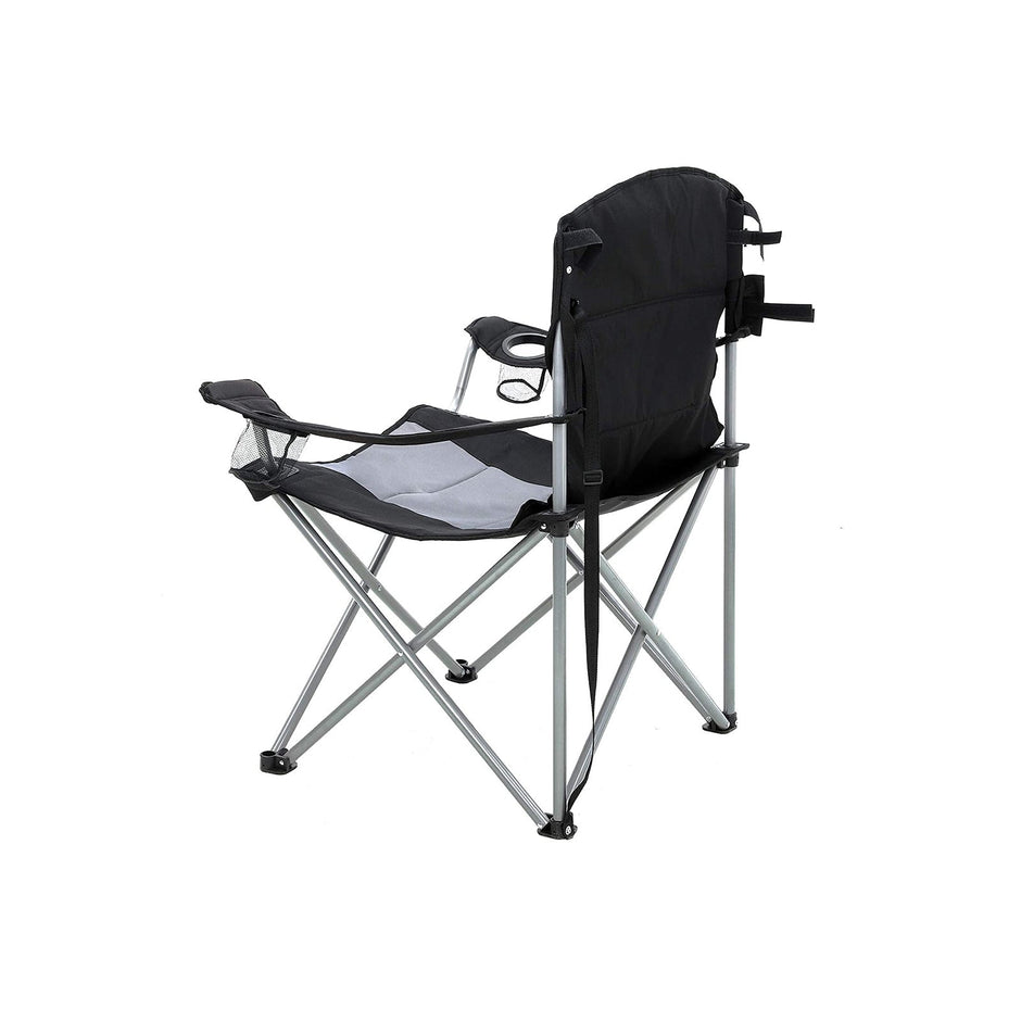 Folding Camping Chair – Sponge Padding – Black – Large and Comfortable