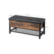 Padded Seat Storage Bench – Iron Frame – Industrial Style – Multifunctional Shoe Shelf