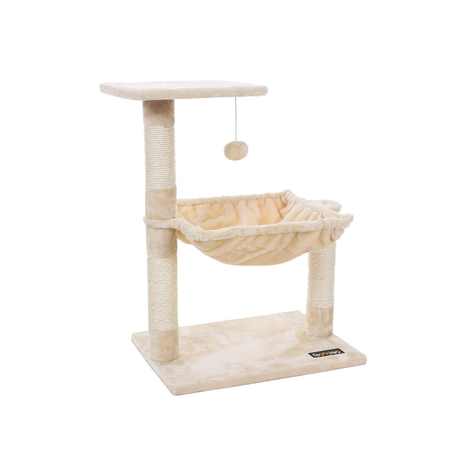 Cat Tree – Plush – Neutral Color – Stable with Soft Hammock