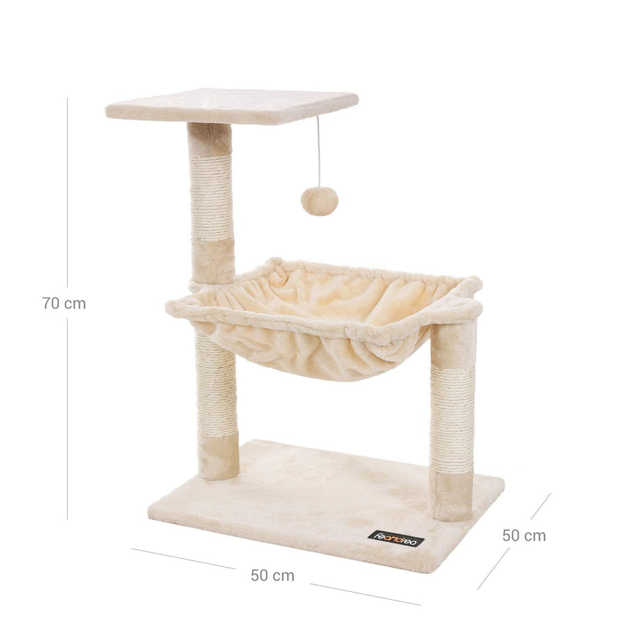 Cat Tree – Plush – Neutral Color – Stable with Soft Hammock