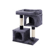 Cat Tree – Engineered Wood – Light Grey – Features Two Cat Caves and Large Perch