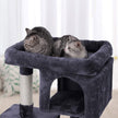Cat Tree – Plush – Light Grey – 67 cm with Perch, 2 Caves, and Scratching Post
