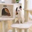 Cat Tree – Plush – Beige – XXL Perch with Adjustable Units and Cuddle Cave