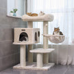 Cat Tree – Plush – Beige – XXL Perch with Adjustable Units and Cuddle Cave