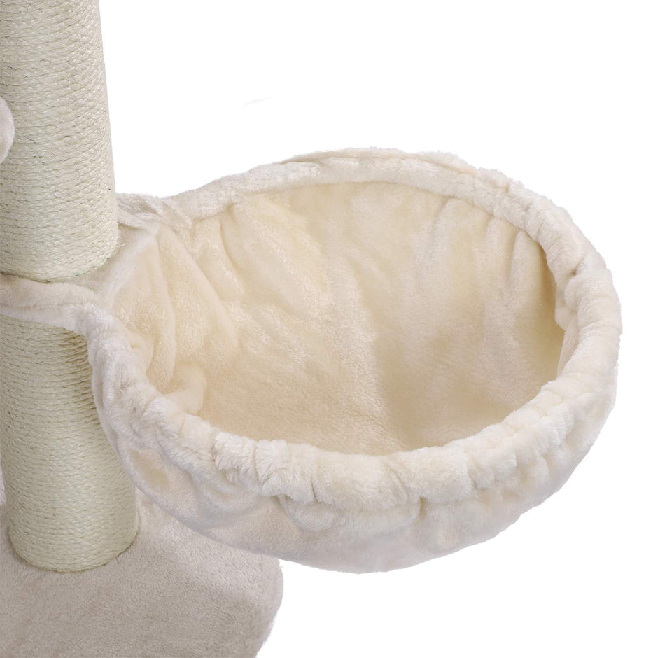Cat Tree – Plush – Beige – XXL Perch with Adjustable Units and Cuddle Cave