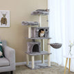 Cat Tree – Plush and Sisal – Smoky Grey – Multi-Level with Condos and Scratching Posts