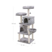 Cat Tree – Plush and Sisal – Smoky Grey – Multi-Level with Condos and Scratching Posts