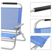 Portable Beach Chair – Fabric – Blue – 4-Position Reclining Backrest, Folding Design with Armrests