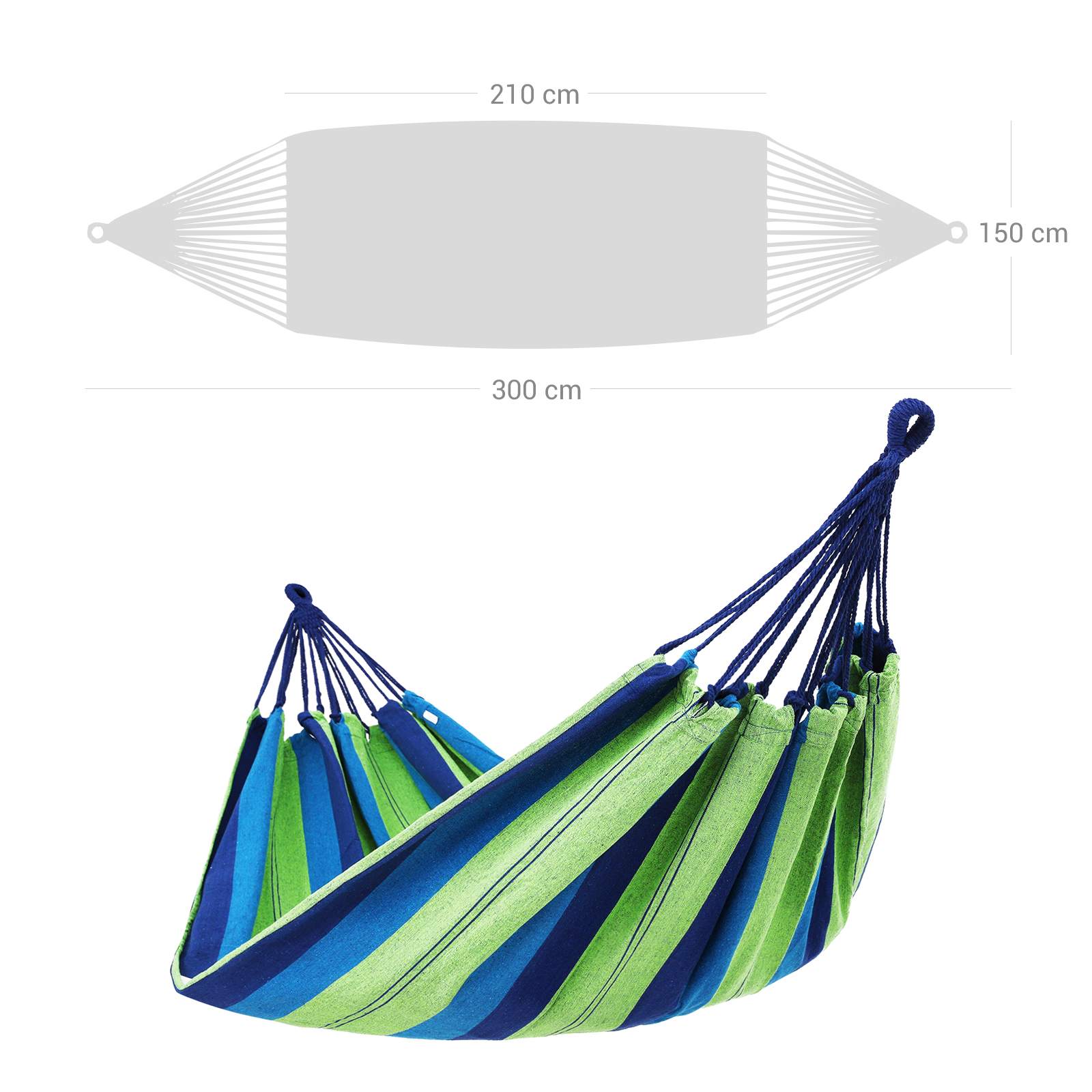 Portable Hammock – 70% Cotton – Multi-Color – Includes Two Pillows, Supports Up to 300 kg