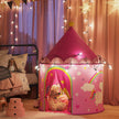 Playhouse Tent – Fabric – Pink and Yellow – Portable Pop Up Design for Indoor and Outdoor Use