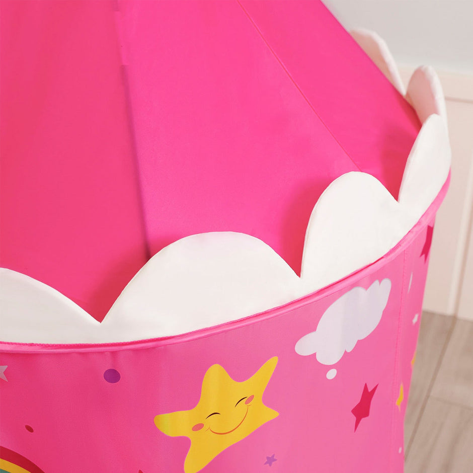 Playhouse Tent – Fabric – Pink and Yellow – Portable Pop Up Design for Indoor and Outdoor Use