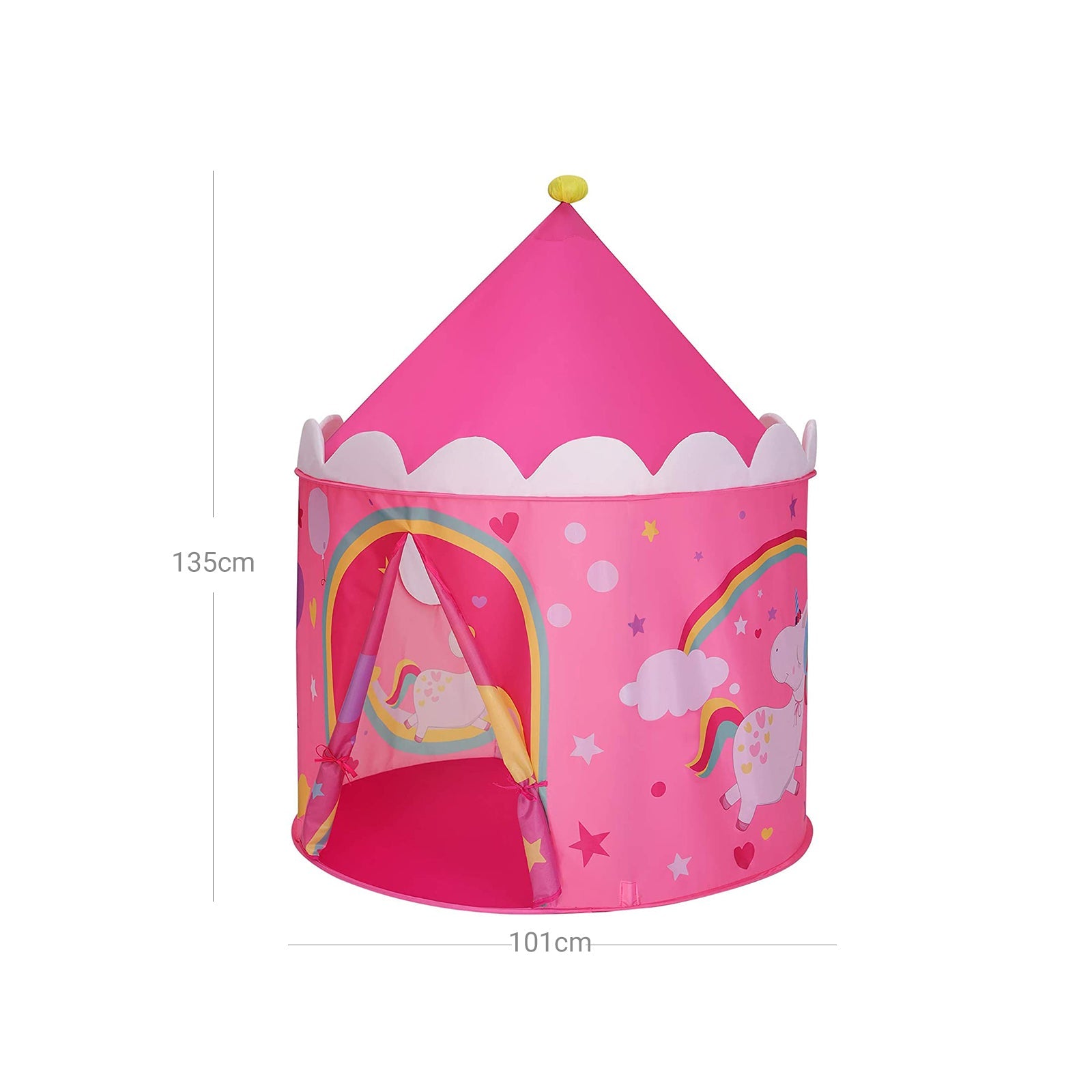 Playhouse Tent – Fabric – Pink and Yellow – Portable Pop Up Design for Indoor and Outdoor Use