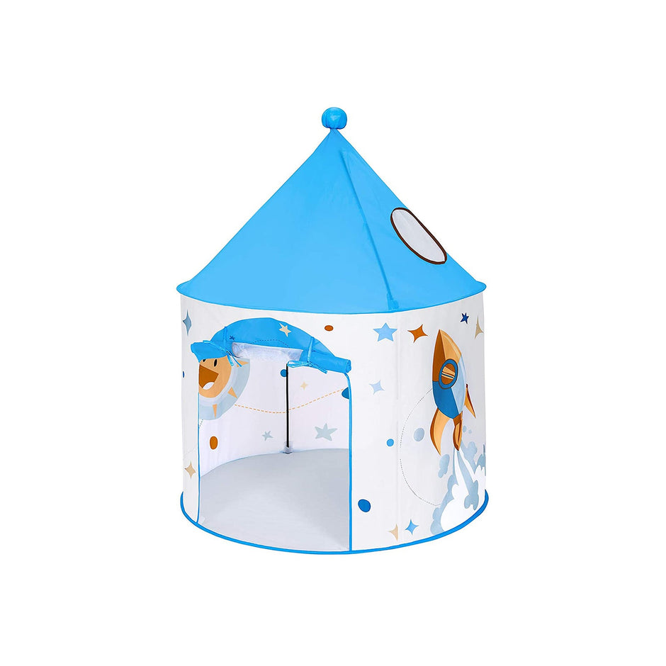 Portable Play Teepee – Fabric – White and Blue – Indoor and Outdoor Use