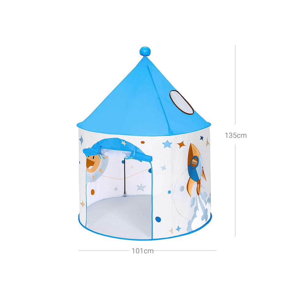 Portable Play Teepee – Fabric – White and Blue – Indoor and Outdoor Use
