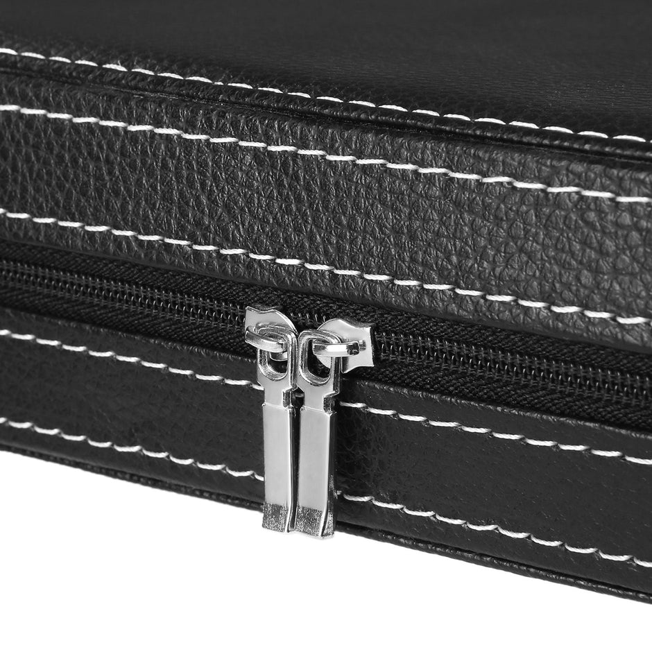 Portable Watch Travel Case – Fabric – Black – Zippered for 8 Watches