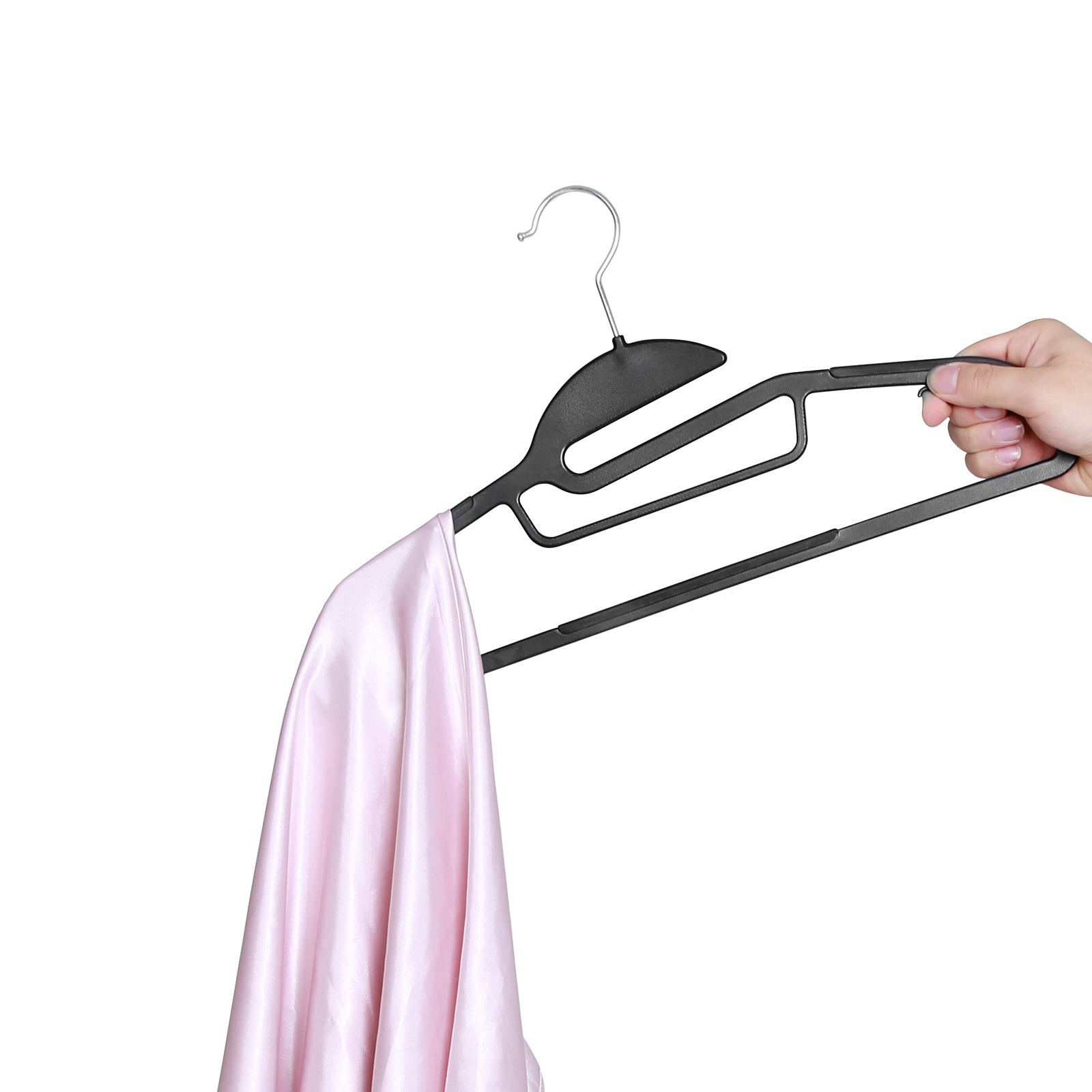 Coat Hangers – Plastic – Grey – Non-Slip Space Saving Design with 360° Rotating Hook, Set of 20