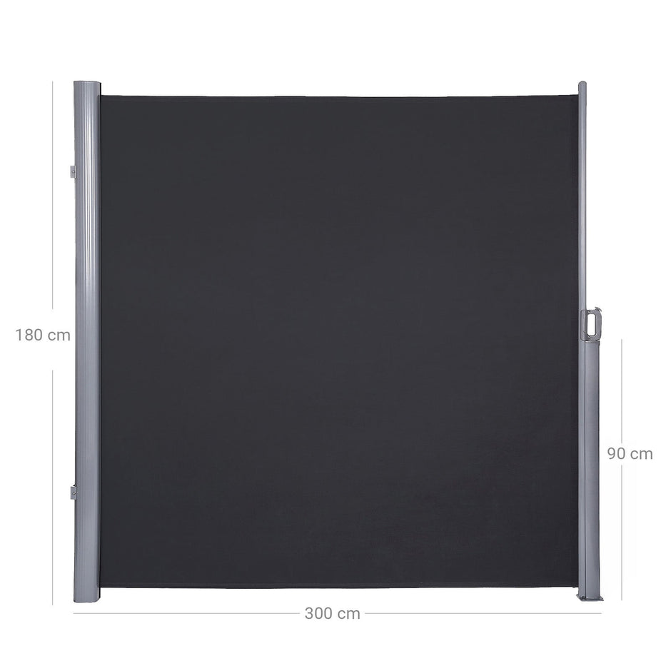 Retractable Side Awning – Fabric – Anthracite – Outdoor Privacy Protection 180 x 300 cm
