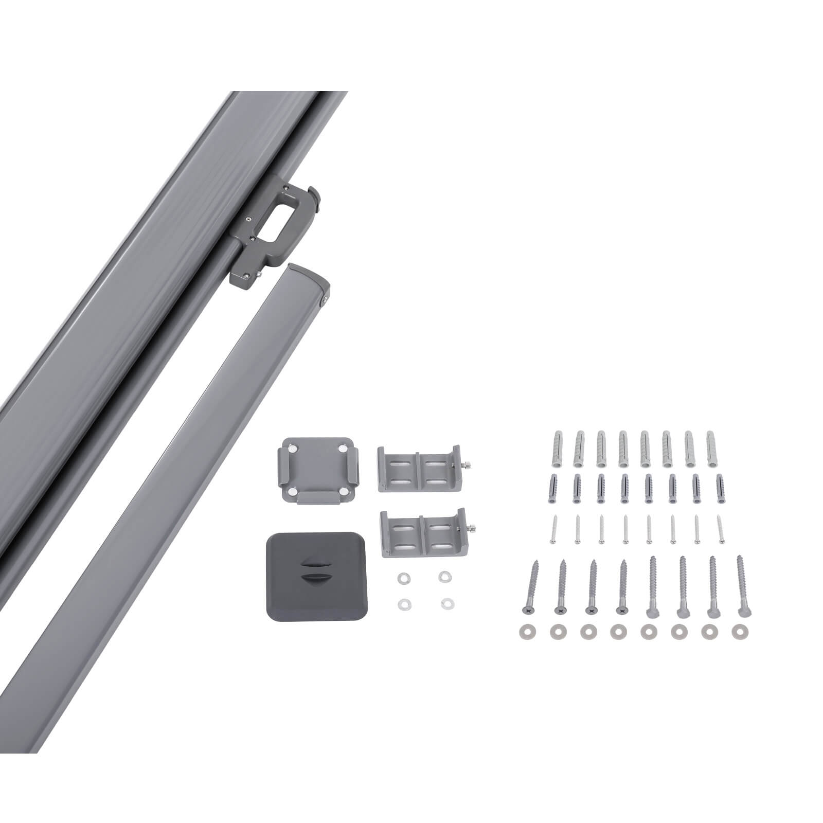 Side Awning – Aluminium – Smoke Grey – 180 x 350 cm Privacy Screen and Sun Shade
