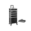 Professional Makeup Case – ABS – Black – 4-in-1 Design with Lockable Storage and Castors