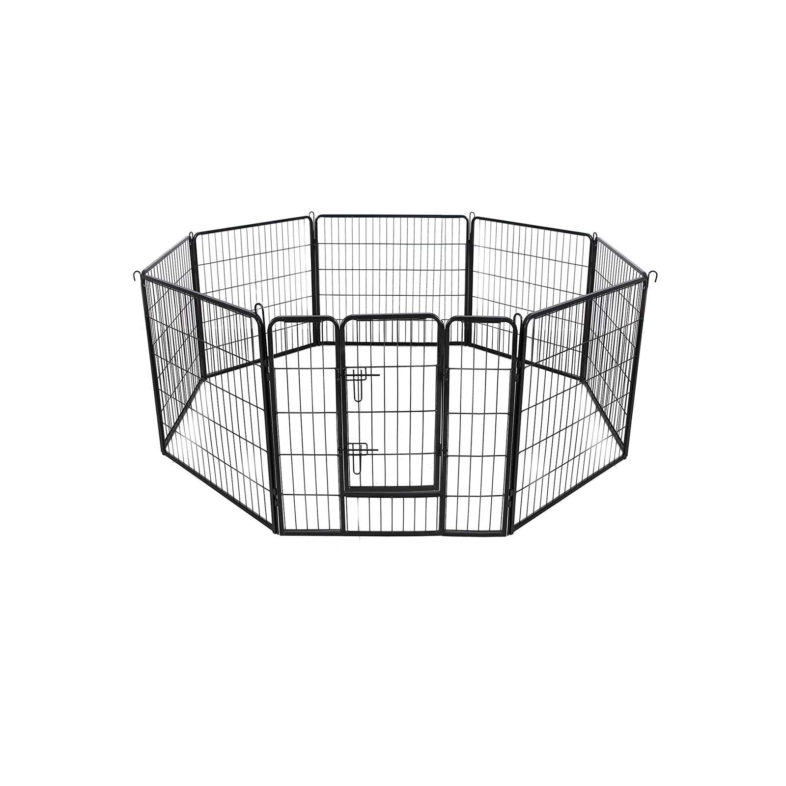 Heavy Duty Playpen – Metal – Black – 8 Panels, 80 x 80 cm