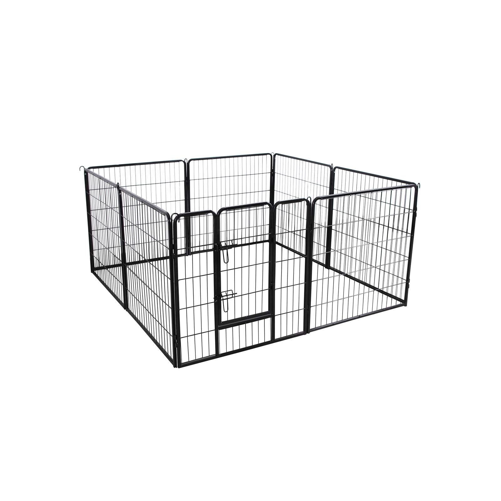 Heavy Duty Playpen – Metal – Black – 8 Panels, 80 x 80 cm